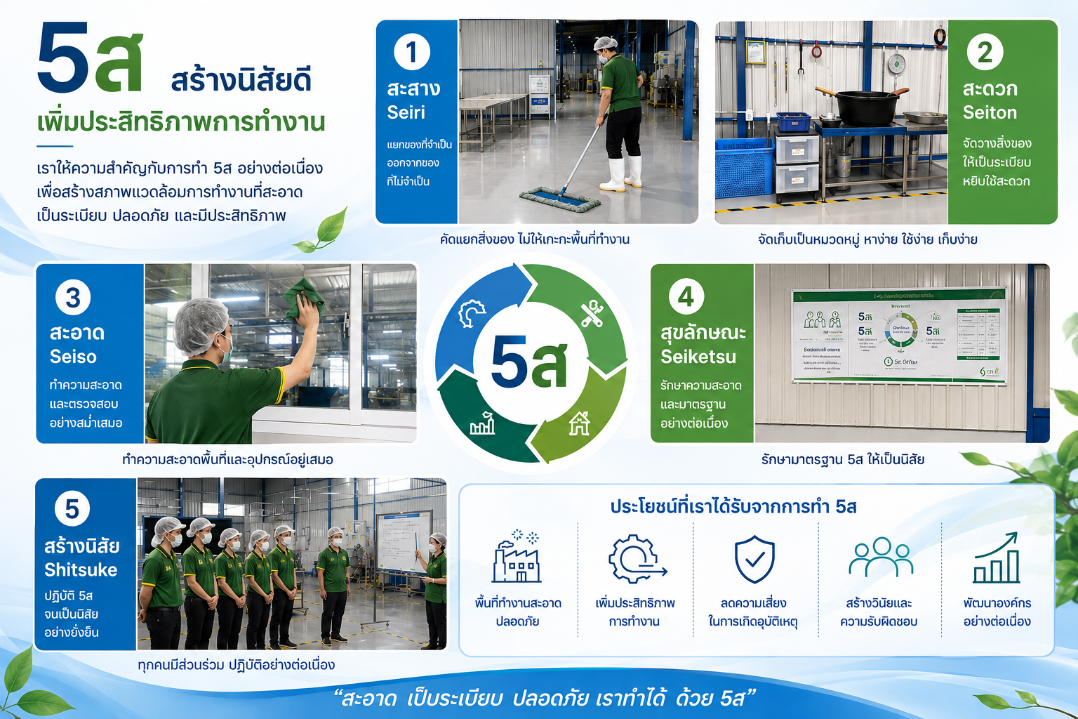 อินโฟกราฟิกระบบ 5ส. เพื่อสร้างนิสัยที่ดีและเพิ่มประสิทธิภาพการทำงาน